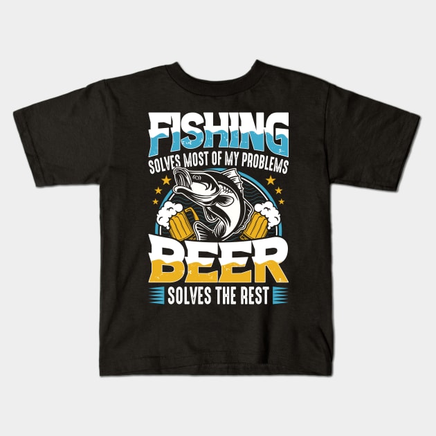 Fishing solves my problems Kids T-Shirt by Crostreet